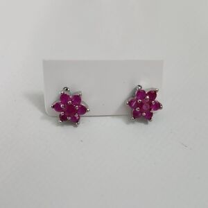 Delicate Pink and Silver Floral Earrings